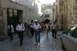 "Mosiac Holidays tour group" walking the "Via Dolorosa route inside "Old Jerusalem city.