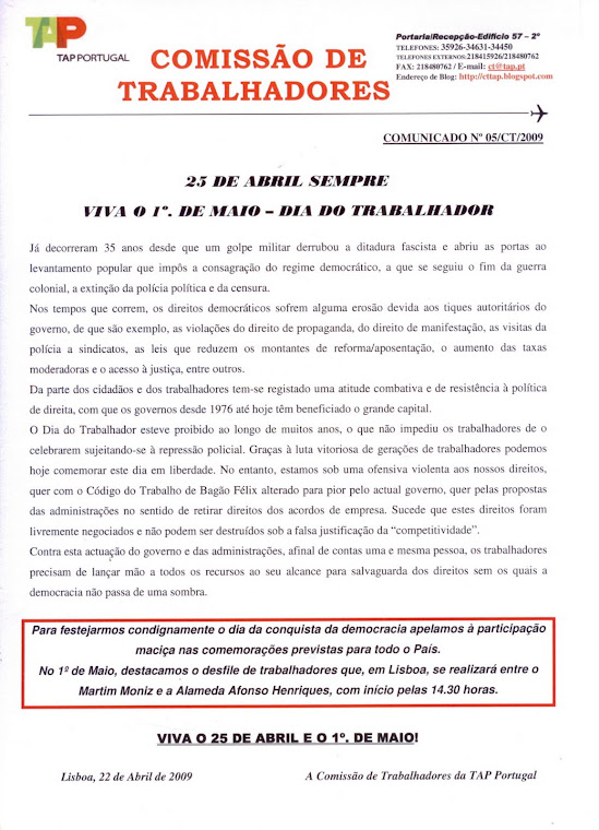 Comunicado 05/2009