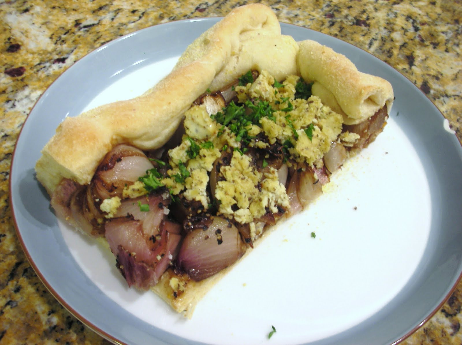 Everyday Vegan RoastedOnion Tart with 'Maytag Blue Cheese'