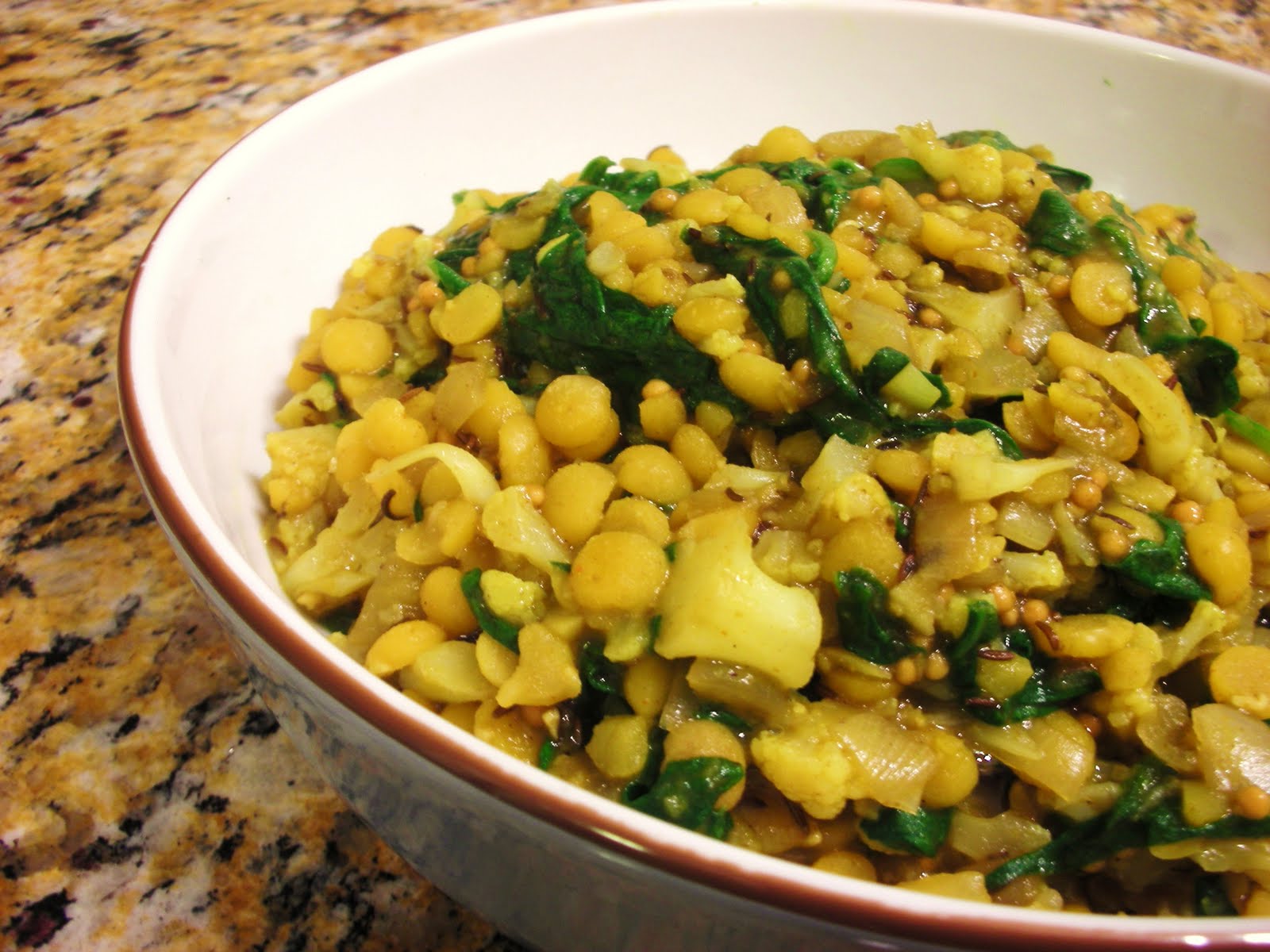 Everyday Vegan Split PeaSpinach Dal with Cauliflower