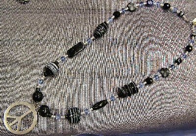 Peace Necklace with Black Funky Beads