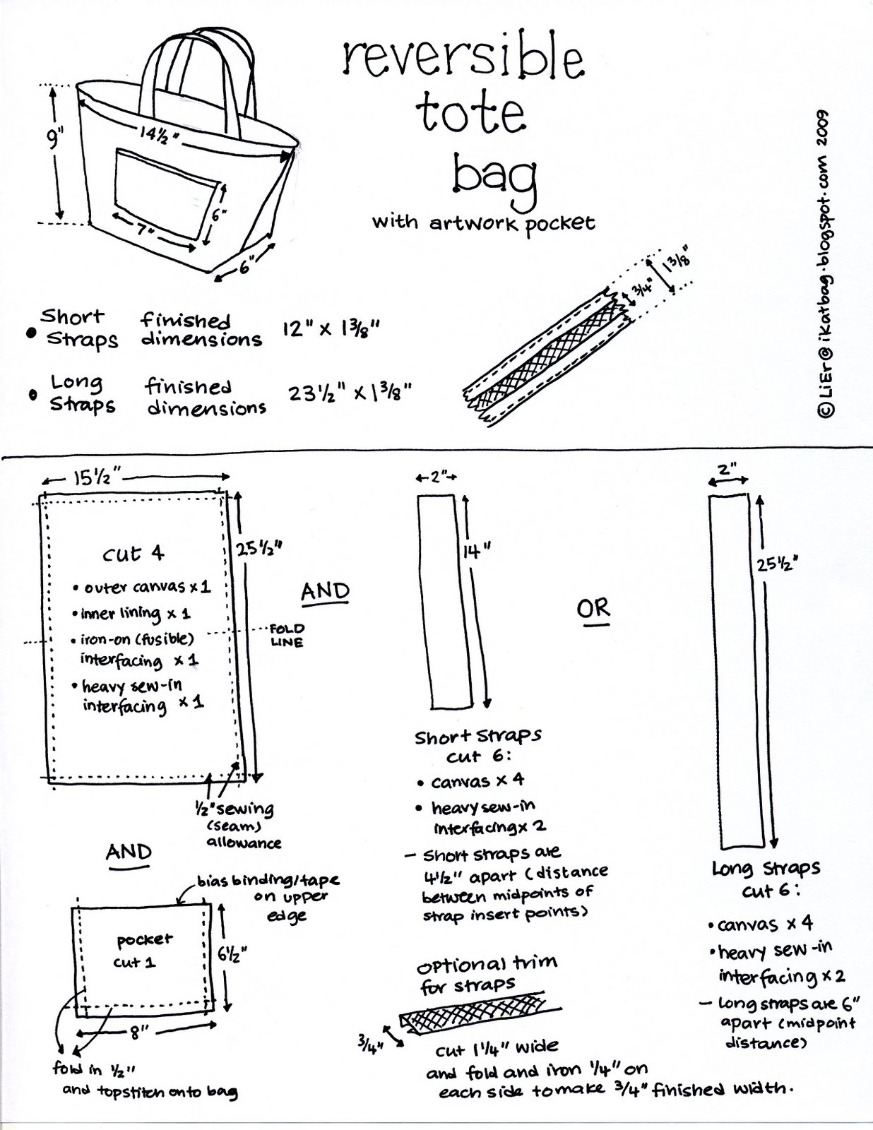 Long Handled Reversible Tote Bag â Free Pattern | PatternPile
