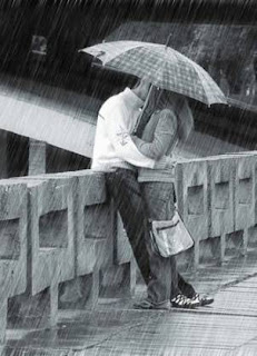 couple romance under umbrella
