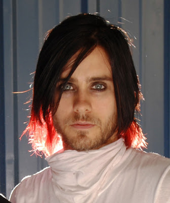 Jared Leto Hairstyles Jared with red streaks at the ends of his hair.