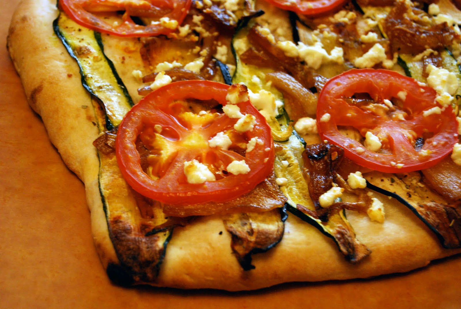 A Less Processed Life Pizza with Caramelized Onions, Roasted Eggplant