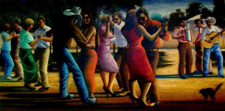 Art by Rosendo Sandoval - Title:"La que bailo con el diablo " contact: galloblanco03@yahoo.com