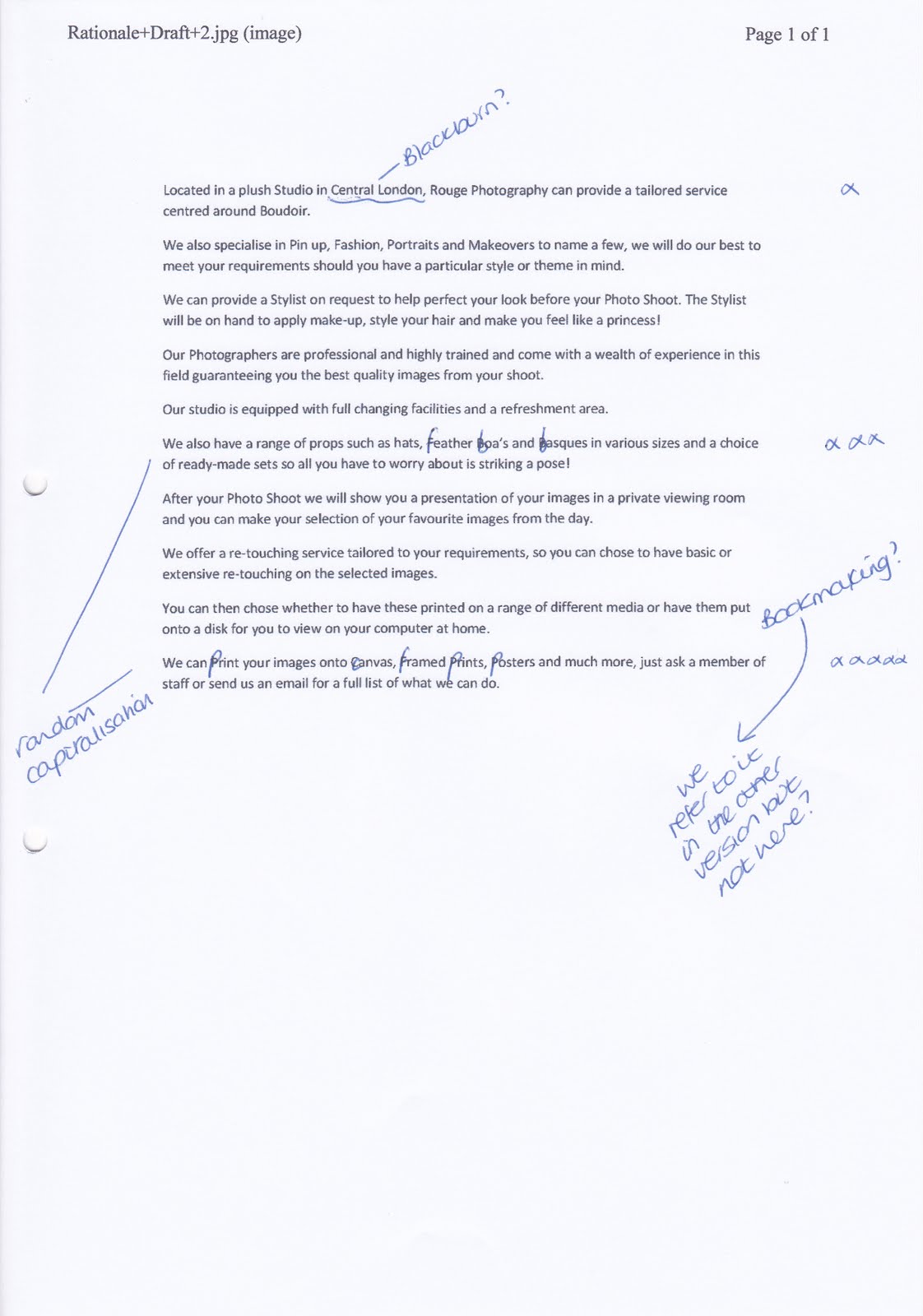 Rouge: Written Rationale - Review of Second Draft