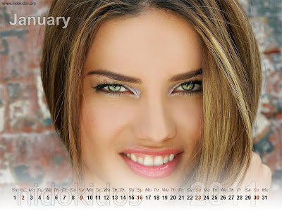 New Year 2011 Calendar, Adriana Lima Desktop Wallpapers