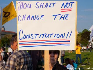 'thou shalt not change the constitution' sign