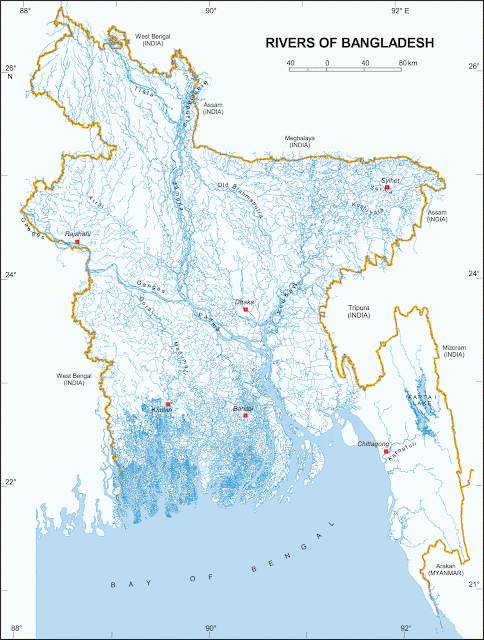 Maps of Bangladesh: Map showing Rivers of Bangaldesh