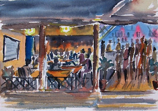 Karaoke Night at St Antony's II - watercolor