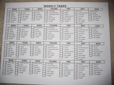 Flylady Cleaning Schedule Printable