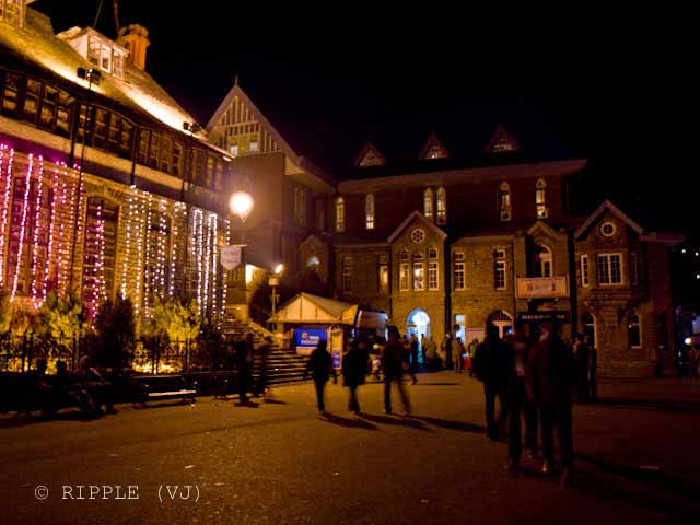 Mall Road after New Year Celebrations... (at 01:00 AM on 1st January 2010): In  last post on this blog I share Photographs of corwd on Ridge Shimla on 31st Night.... If you have missed check it out first and then come back to the Photographs shared here....Check out my Last Post..Here are some Photographs  of Ridge and Mall Road after New Year Celebrations on 31st Dec, 2009...: Posted by Ripple (VJ) on PHOTO JOURNEY @ www.travellingcamera.com : ripple, Vijay Kumar Sharma, ripple4photography, Frozen Moments, photographs, Photography, ripple (VJ), VJ, Ripple (VJ) Photography, Capture Present for Future, Freeze Present for Future, ripple (VJ) Photographs , VJ Photographs, Ripple (VJ) Photography : Here you can see special lightings on Shimla Town Hall and Main Police Station on right side....