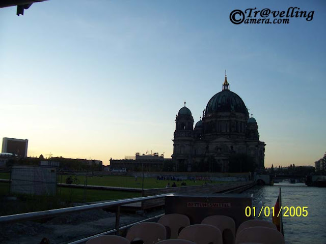 Free Trip to Spree River in Berlin, Germany by VIKAS SHARMA : Posted by VIKAS SHARMA at www.travellingcamera.com : The Spree is a river that flows through the Saxony, Brandenburg and Berlin states of Germany and in the Ústí and Labem region of the Czech Republic...It is a left bank tributary of the River Havel and is approximately 400 kilometres (250 miles) in length....Spree River flows through the city center of Berlin to join the River Havel at Spandau, a town in the western suburbs of Berlin...On its route through Berlin, the river passes Berlin Cathedral (Berliner Dom), the Reichstag and the Schloss Charlottenburg...The renowned Museum Island (Museumsinsel) with its collection of five major museums is actually an island in the Spree.The Badeschiff is a floating swimming pool moored in the Spree...Few days back I visited Germany for my official trip to Hannover.. During a weekend few of us planned to visit Berlin and we booked few seats in an excursion boat for a ride on Spree River... It costs 20 Euros for one person and I am going to share the views in free here... Have a look...The Supreme Parish and Collegiate Church in Berlin....We spent some time on shores of Spree river before getting the cruise ride in the river to explore Hannover... I loved the architecture of the city and there were many educational institutions & universities around...Another ship in Spree rivers... as we started journey through spree river, we saw different cruises on the way and all were different... but someone told me that the one we are in was among the popular once in Hannover... We were happy to hear that... but I don't remember what was the specialty because we were distracted with fun-filled travel in Spree....Here is another view of Catholic church in Berlin...Its sunset and colors around us started changing.. some of the building were looking amazing with sunset colors...All the colors in some directions started fading out with Sunset.. more towards black and white OR Sepia...Many of the visitors want to wait here for perfect sunset colors but you know its not possible...The building in the background has clear shades on sunset..Now its time to pack the camera in the bag, because its getting dark and hard to capture places around without tripod...Berlin's Museum Island is home to five world-class museums and the Berlin Cathedral; this unique ensemble of museums and traditional buildings on the small island in the river Spree is a UNESCO World Heritage site....The Spree supplies most of Berlin's drinking water and other needs. A large part of the river's water is pumped up out of the coal mines around Cottbus, replacing the ground water which itself has been reduced by constant use over the centuries...There were many beautiful buildings around the path we were following in Spree river... we had a gentleman sitting behind us who was regularly telling us about these buildings but now I realize that I should have noted down that information in my diary... in that way I would have more to share here... But never mind, its about PHOTO JOURNEY... :)Lunch is available onboard for approximately EUR10.50 per person but travel agent needs to be informed in time... Spree Cruises पास थ्रौघ famous sights as Potsdamer Platz, the Reichstag, Museum Island, Berlin Cathedral and much more...Lunch is available onboard for approximately EUR10.50 per person but travel agent needs to be informed in time...Taking a cruise on the Spree River was a very good opportunity to have a good introduction to Berlin's famous sights and varied architecture...Best way to see a different sides to Berlin and escape the summer heat is to have a Spree Ride in Evening Excursion...
Bode Museum at the tip of museum Island in the Spree... Tourists to Berlin can enjoy a cruise along the Spree River. The ferry boats stop at various destinations for passengers to board or disembark...The circular tour lasts three hours and begins at the Charlottenburg Palace Bridge (Charlottenburger Schlossbrücke) along the Landwehrkanal through Kreuzberg and then back to the Spree in the district of Friedrichshain, returning to Charlottenburg via Old Berlin (Alt-Berlin) in the Mitte district...In Berlin, the Spree River forms part of a dense network of navigable waterways and many of which are artificial....which provide a wide choice of routes...  Tour boats tour the central section of the Spree and its adjoining waterways on a frequent basis....