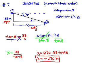 archived blogs: Angles of Elevation and Depression Answers/Work