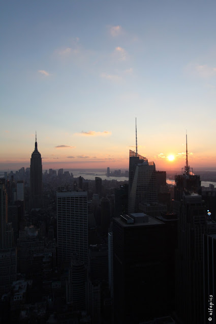 Empire state building e tramonto visti dal Top of the Rock-New York