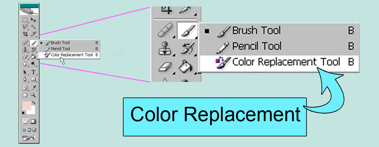 Color tool. Color Replacement Tool. Pencil Tools Photoshop. Берем Brush Tool. Pencil Tool фотошоп как залить в нём.