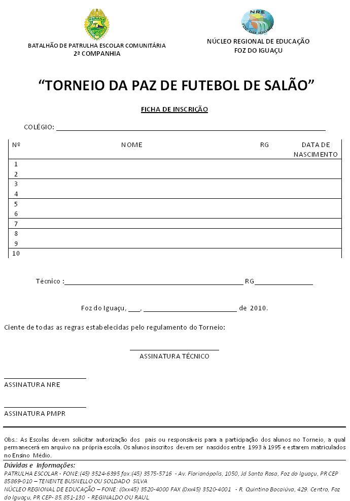 Tabela Futsal 2014