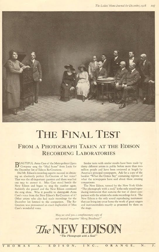 Full page Edsion ad from 1918 featuring Anna Case.