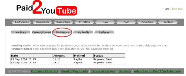 earn with paid2youtube: 1st paid2youtube payment proof