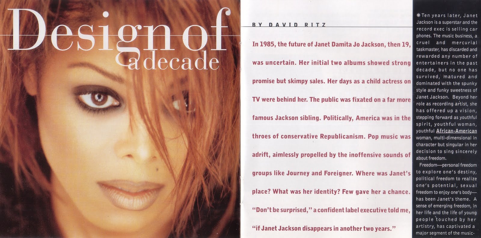 Encarte Jackson Design Of A Decade (1986/1996) Encartes Pop