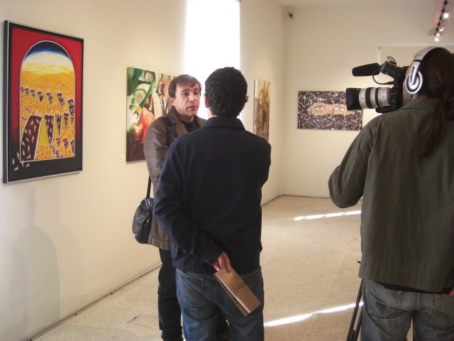 The Artist Santiago Ribeiro giving an interview to TV