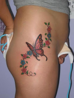 Women Thigh Butterfly Tattoo