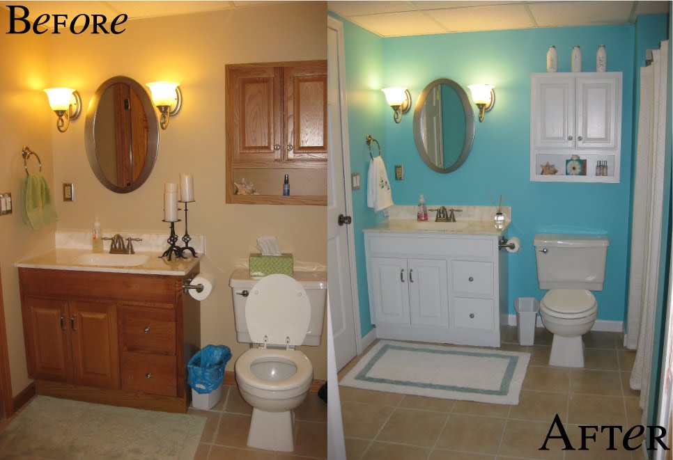 * Remodelaholic * New Blue Bathroom Paint Job Guest Remodel