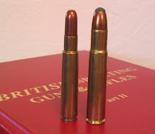 The huge .505 Gibbs dwarfs even the big .416 Rigby cartridge.