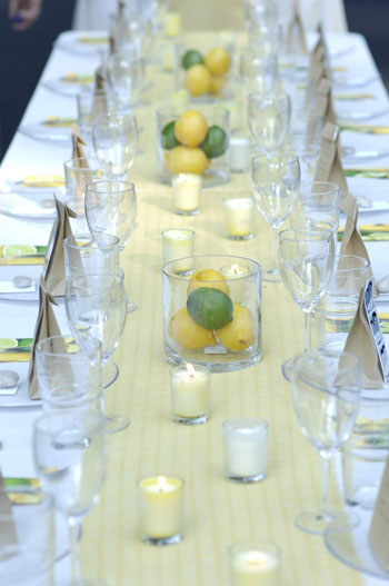 Fruit as centerpiece or decor Using cut or whole lemons limes 