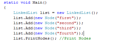 Simple linked list implementation in C#