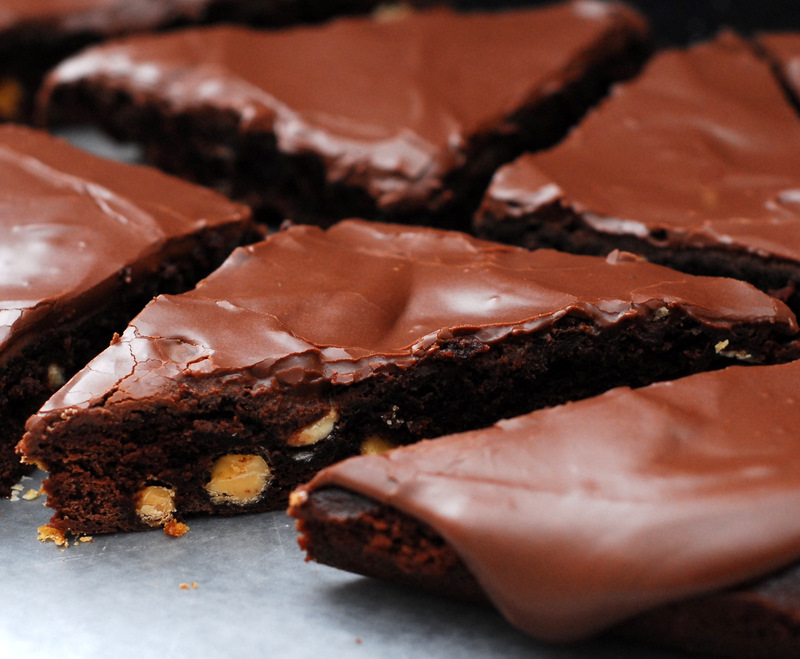 iced fudge brownies with white chocolate chips johnandrita food