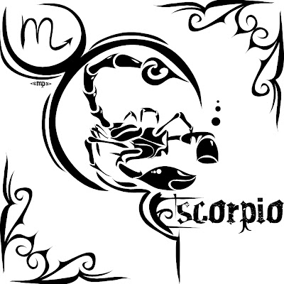 Black  White Tattoos on Scorpio Symbol Tribal Tattoos Design 1