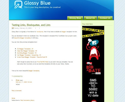 Glossy Blue Blogger Template