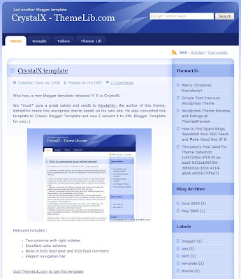 The CrystalX Blogger Theme