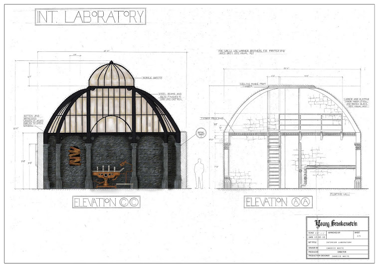 Technical drawing of 'Interior Laboratory' for YOUNG FRANKENSTEIN