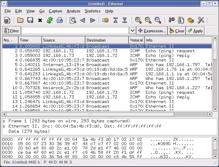 A Guide To RedHat Linux: Watching network traffic: Using Ethereal