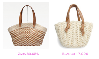 Capazos trendy: Zara 39,95€ - Blanco 17,99€