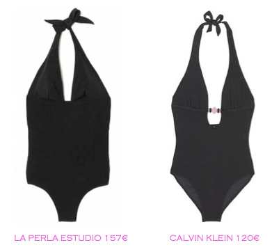 Comparativa precios bañadores rellenitas negros: La Perla Estudio 157€ vs Calvin Klein 120€