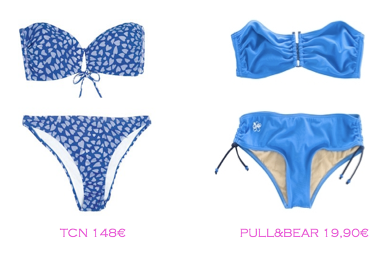 Comparativa precios bikinis rellenitas: TCN 148€ vs Pull&Bear 19,90€