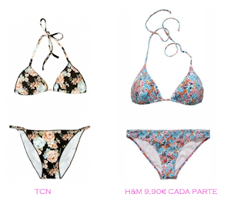 Comparativa precios bikinis para delgadas: TCN vs H&M 9,90€ cada parte