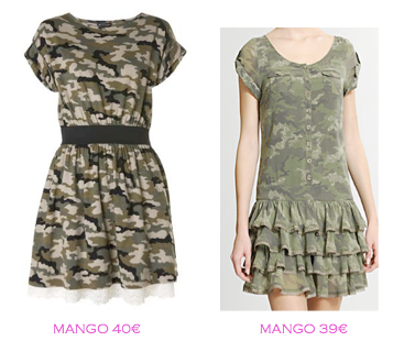 Comparativa precios: Vestidos tendencia militar: Mango 40€ vs Mango 39€