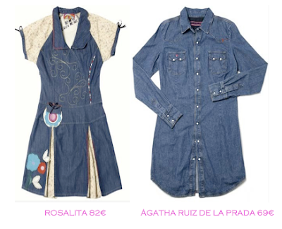 Comparativa precios: Vestidos denim: Rosalita 82€ vs Ágatha Ruiz de la Prada 69€