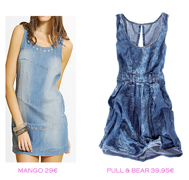 Comparativa precios: Vestidos denim: Mango 29€ vs Pull&Bear 39,95€