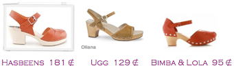 Comparativa precios 2010: Sandalia plana madera: Hasbeens 181€ - Ugg 129€ - Bimba & Lola 95€