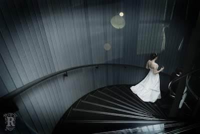 The Gherkin bride descending staircase