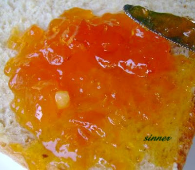 apricot jam on homemade wholemeal bread