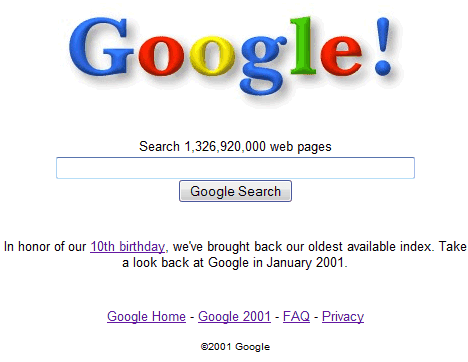 google search logo. Google Time Machine: the Web