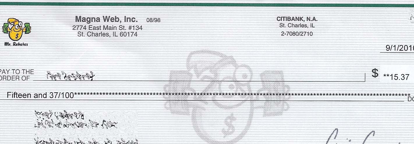 Mr Rebates Tips Got My Cash back Rebate Check 