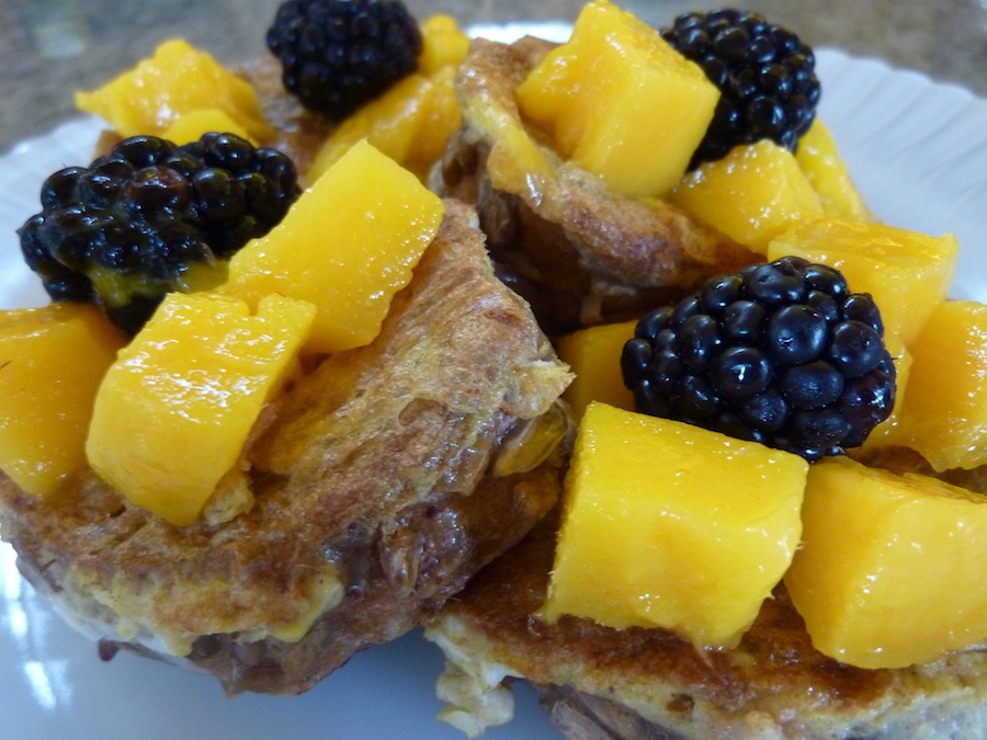 Foods For Long Life "Lucky" French Toast With Mango, Blackberries And